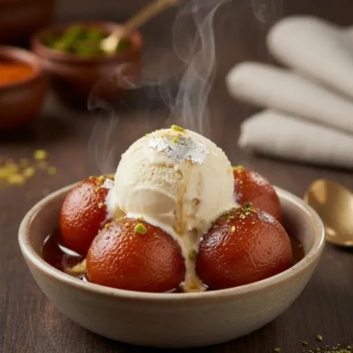 Hot Gulab Jamun with Icecream
